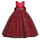 Calfit Children's Dress Skirt Flower Girl Catwalk Wedding Tutu Skirt Girls Princess Dress Piano Performance Clothes Red 160