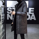 Playboy medium-length hooded down cotton coat for men, Korean version, slim and trendy 2025 winter simple thickened parka warm coat, black M