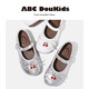 ABCdoukids Girls Princess Shoes 2025 Autumn New Children's Sweet Silver Small Leather Shoes Korean Style Flat Shoes Silver 29 Inner Length 18cm