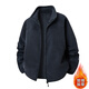 MiiOW Double-sided Polar Fleece Jacket Men's Winter 2025 New Fleece Warm Solid Color Loose Velvet Thickened Stand Collar Jacket Dark Gray XL