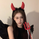 SNQP Halloween elf ears prosthetic ears monster fairies angel long ears performance devil horn headband stage performance hair accessories red devil fork + horn headband a set