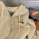 Pullover mit Kapuze-Strickjacke für Frauen 2025 Neuer heißer Feder und Herbst LOSSEN GRAUS SWEATER SILLE Reißverschluss Strickjacke 1476 Khaki L [Vorgeschlagen 111Jin [Jin ist 0,5 kg] -120jin [Jin gleich 0,5 kg]]]