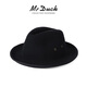 Mr DUCK Australian pure wool handmade top hat rolled edge foldable casual high-end jazz hat for men, warm and breathable in autumn and winter, royal black (top hat) M (suitable for 56-57cm head circumference)