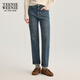 Teenie Weenie [Same Model for Zhao Lusi] Bear Women's Jeans 2025 Autumn New Stretch Smoke Pants Medium Blue M