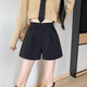 Korean style woolen shorts for women 2025 autumn and winter high-waisted hip-covering wide-leg pants for small people A-line Martin boot pants M01 black without belt M recommended 95-105Jin Jin equals 0.5 kg