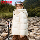 YAYA children's down jacket 2025 winter new style for boys and girls parent-child wear hooded bread coat thick short down jacket oatmeal color 120