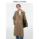 VEGA CHANG relaxed windbreaker, delicate sheep wool 25 autumn style, hidden meat, slimming and long coat, warm camel brown M