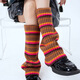 Specializing in subculture y2k hot girl style leg covers, breathable, sweat-absorbent, trendy color strips, contrasting colors, warm and slimming, knitted pile socks, gray green, one size fits all