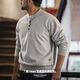 Workwear American retro Henry collar woolen sweatshirt half-breasted casual sports long-sleeved bottoming shirt for men in autumn oatmeal color S S