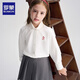 Romon children's clothing French preppy shirt girls autumn lace doll collar top embroidered white shirt white 120