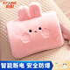 Caiyang Rechargeable Hot Water Bottle Cute Plush Girl Warmer Baby Warmer Belly Warm Water Bottle Rechargeable Explosion-proof Electric Warmer Gray Fortune Rabbit Dual Temperature Control is Safer Automatic Power Off
