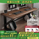 Blue Mulin Solid Wood Double Desktop Computer Desk Home Gaming Desk Learning Desk Writing Desk Simple Office Desk Workbench Upgraded Bull Power Strip - Solid Wood - Black Walnut K Leg 180*80*75cm
