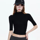 Miao Yijia black half-turtle collar bottoming shirt for women that can be worn as an inner layer and a foreign-style top for fall and winter new style T-shirt with a slim and high-end feel. Black half-turtle collar slim-fitting mid-sleeve bottoming shirt. One size fits all. Recommended 80-120 Jin Jin is equal to 0.5 kg.