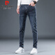 Pierre Cardin jeans men's autumn and winter Korean style trendy casual pants men's elastic slim pants blue gray regular 32