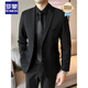 ROMON suit jacket men's slim suit casual business professional formal dress handsome groomsman dress small suit two-button navy single-piece suit jacket XL 125-145Jin Jin equals 0.5 kg
