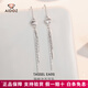 Aido Diamond Platinum Tassel Earrings Women's Fashion pt950 Platinum Cat's Eye Ball Ear Hook Versatile Earrings Pair 2.9-3.1g