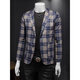 YISHION spring and autumn new fashion design classic plaid suit jacket men's trendy slim temperament versatile casual picture color M 90-110