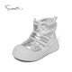 Snuffy children's cotton shoes little girl princess plus velvet warm cotton shoes baby comfortable high-top sneakers moonlight silver 28