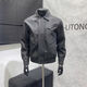 American retro distressed leather jacket men's autumn new high-end handsome motorcycle lapel pu leather jacket black L L recommended 100-115 Jin Jin equals 0.5 kg
