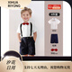 Ouyu boys' dress summer suit baby kindergarten performance small host chorus flower girl one-year-old graduation uniform navy blue (shirt + suspenders + shorts + red bow tie) one size fits all 110 recommended weight 35-42Jin Jin is equal to 0.5 kg