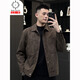 Kuraishi Kazuki trendy lapel handsome soft waxy jacket men's autumn and winter fashionable light and versatile motorcycle work jacket coffee color XL