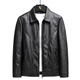 Classic car black leather jacket men's spring and autumn casual lapel trendy handsome jacket plus fat plus size fat man winter coat black regular M