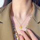 Laomiao gold Liufu four-leaf clover necklace women's gold-plated silver pendant 24k gold color clavicle neck chain girlfriend birthday gift four-leaf clover pendant (gold plated sterling silver 1g) + free 24k