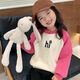 Girls sweatshirt 2025 new fashionable color matching autumn and winter children's wear student tops pink cute and versatile regular style pink 85 90cm recommended around 75-85cm