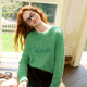 Sancai 2025 Winter New Loose Shoulder Sleeve Letter Embroidered Sweater Round Neck Pullover Sweater Top M Apple Green Pre-sale Shipment within 15 days of payment S 155/80A