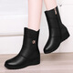 Off-code clearance red green mid-calf boots for women, winter wedge heel plus velvet cotton shoes, middle-aged and elderly mother's boots, inner height increasing women's boots, black plus velvet, heel height 5 cm 38 (240mm)
