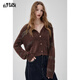 Fairy's pocket v-neck sweater cardigan for women 2025 autumn and winter slimming heavy-duty design long-sleeved sweater top temperament coffee color S