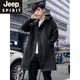 JEEP SPIRIT2025春秋男士风衣中长款外套薄款秋冬夹棉加厚黑色大码宽松大衣 黑色春秋款 常规 M 宽松偏大100~130斤