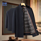 Romon sheep wool woolen woolen coat men's mid-length autumn and winter removable goose down lining warm coat