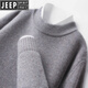 JEEP SPIRIT Jeep thickened warm wool sweater half turtleneck autumn and winter new men's loose pullover knitted sweater bottoming shirt Yunmituo S
