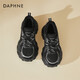 DAPHNE Daphne velvet dad shoes winter new fashion versatile casual shoes women's height increasing sneakers cotton shoes black velvet heel height 6.5cm 35 (225mm) standard size