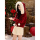 Shangjing New Year Red Knitwear Women's 25th Winter New Women's Soft Waxy Fur Collar Versatile Temperament Age-Reducing Hooded Cardigan Sweater Women