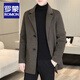 ROMON high-end sheep wool double-sided woolen coat for men autumn and winter new business casual suit collar woolen windbreaker jacket gray woolen coat (70% sheep wool) XL size (180/96A)