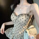 Fishbone sexy slimming polka dot camisole summer new temperament tube top strapless top commuter long style women strapless (brown one size)