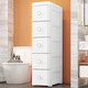 JD Logistics Furniture Crack Storage Cabinet Drawer-type Storage Rack Bathroom Kitchen Narrow Storage Cabinet 25cm Width Pure White 6 Layers