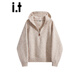 CHOCOOLATEit half-zip hooded sweater women's winter new Korean style pullover loose top, apricot color, one size