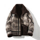 GENIUS international first-line brand plaid fur all-in-one jacket for men 2025 new winter warm plus velvet thickened jacket brown plaid M 90-115Jin Jin equals 0.5 kg