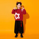 Children's Red Festive Sweater New Year's Day Performance Outfit Red Boys Suit Recommended Hand Washing 110 cm