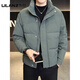 LILANZ 2025 new winter style handsome stand-up collar down jacket men's short thickened trendy warm bread jacket black-flagship L
