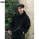 Muwei American heavyweight stiff sweatshirt for men in autumn and winter new solid color hoodie jacket warm fleece top black high quality 90% buyers choose XL recommended 125-140Jin Jin equals 0.5 kg