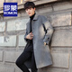 ROMON double-sided woolen mid-length woolen coat men's autumn and winter casual versatile coat young and middle-aged cold-proof warm windbreaker men black XL / weight 120-135Jin Jin is equal to about 0.5 kg