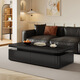Hua Beisen slate coffee table living room household small apartment modern light luxury high-end rectangular table new high-end coffee table black cabinet 120CM snow mountain white slate