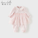 DAVE&BELLA 2026 spring new born baby jumpsuit, full-month baby clothes, children's bag, newborn romper, light pink, ready stock 80cm (recommended height 73-80cm)