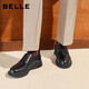 Belle Commuting Business Leather Shoes 2025 Men's Leather Pleated Height Casual Shoes A1373AM4 Black 2 40