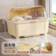 Fantasy bowl and chopsticks storage box, dish storage rack, kitchen utensil storage rack, drain bowl cabinet with lid, extra large cream yellow, holds about 12 bowls/10 plates