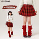 I.KARNOW Girls' Short Skirt Autumn and Winter 2026 New Skirt Red Girls' Plaid Skirt Winter Clothing Western Style Children's New Year's Skirt 19800 Red Sweater + 4539 Red Plaid Skirt 130